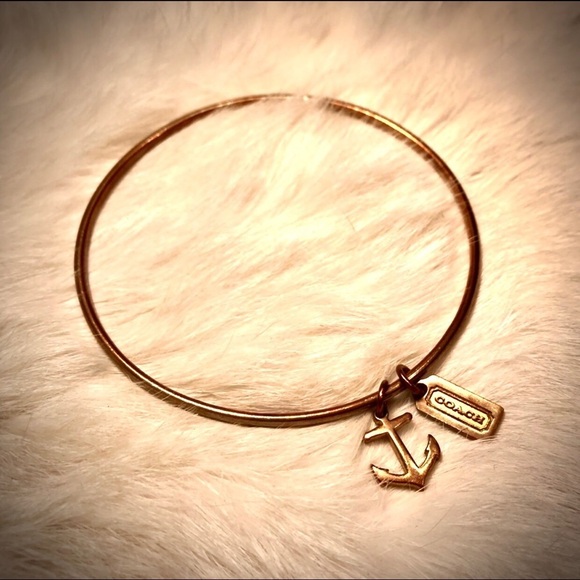 Coach Authentic Brass Bangle Bracelet with Coach Hang tag and Nautical Anchor - Picture 1 of 4